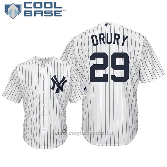 Maglia Baseball Uomo New York Yankees Brandon Drury Cool Base Majestic 1ªBianco
